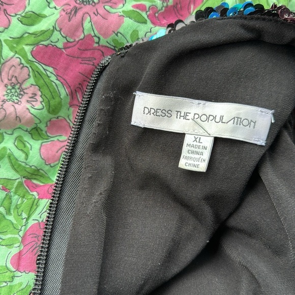 Dress the Population Charlie Black Multi Sequin plunging v neck Jumpsuit XL - Picture 6 of 6